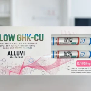 Alluvi Glow 70mg GHK-Cu peptide supplement for skin rejuvenation and hair wellness