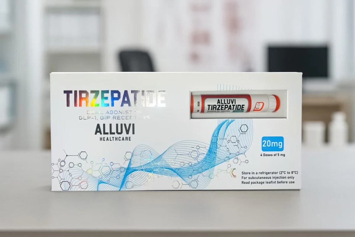 Tirzepatide 20mg research peptide vial and peptide pens UK