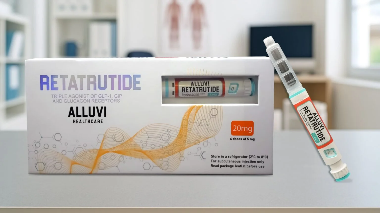 Alluvi Retatrutide 20 mg research peptide vial for metabolic studies UK